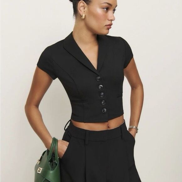 Reformation Marnie Knit Top Black Size Large - Picture 1 of 10